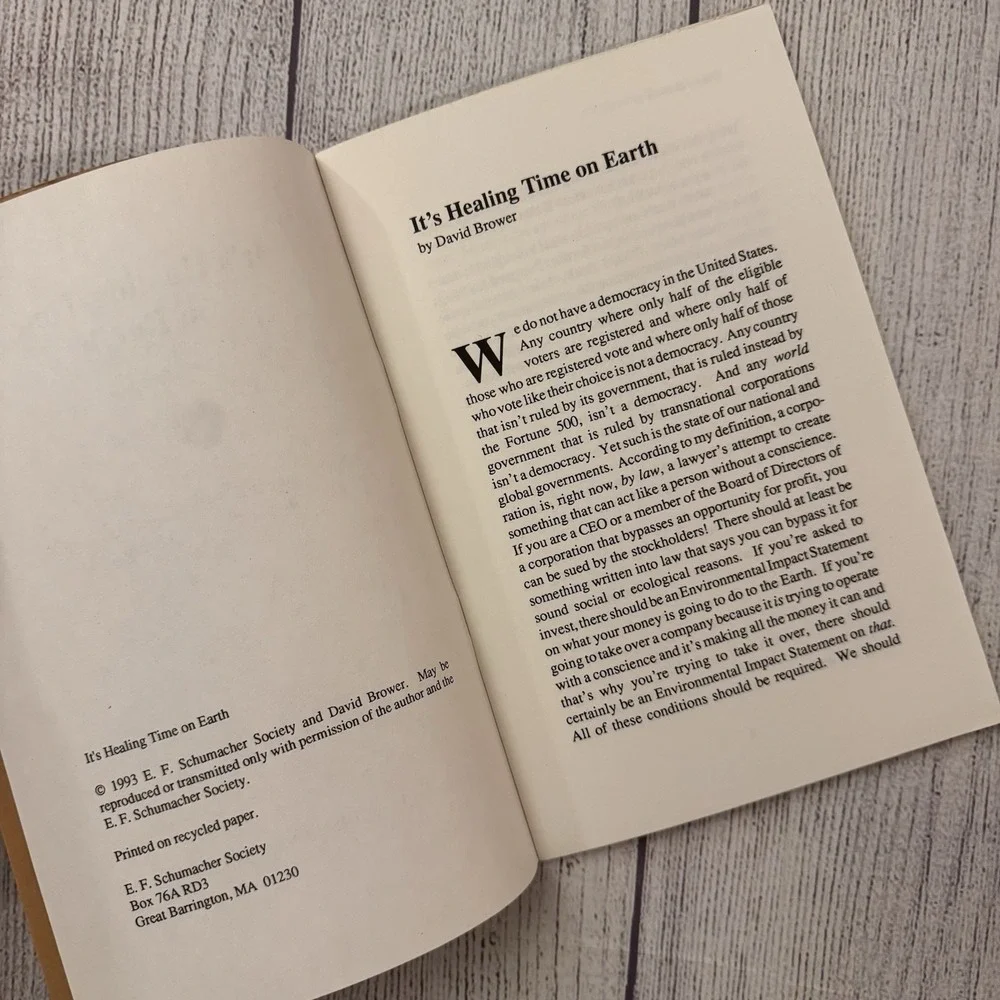 David Brower It's Healing Time on Earth 1993 E.F. Schumacher Society Lecture